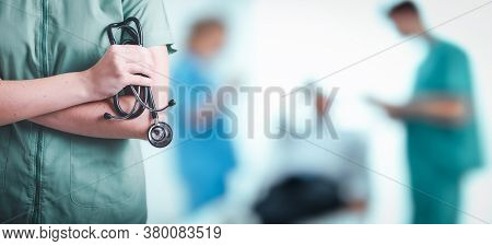 Medical Patient Healthcare And Doctor Occupation Concept, Medicine Physician Doctor With Stethoscope