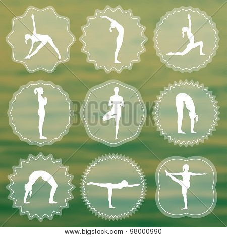 Yoga logo with silhouettes of girls