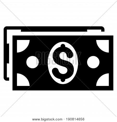 Dollar Banknotes vector icon. Flat black symbol. Pictogram is isolated on a white background. Designed for web and software interfaces.