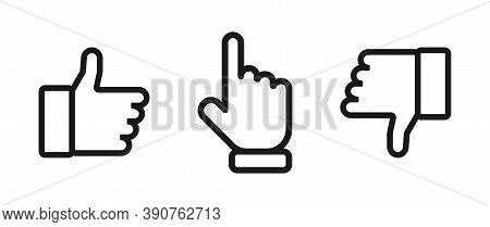 Thumbs Up And Down With Pointing Finger. Like And Dislike Vector Icons, Isolated. Like Or Thumb Up A