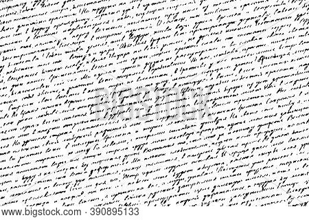 Vintage Ink-written Illegible Letter Texture. Monochrome Background Of An Old Unreadable Handwritten