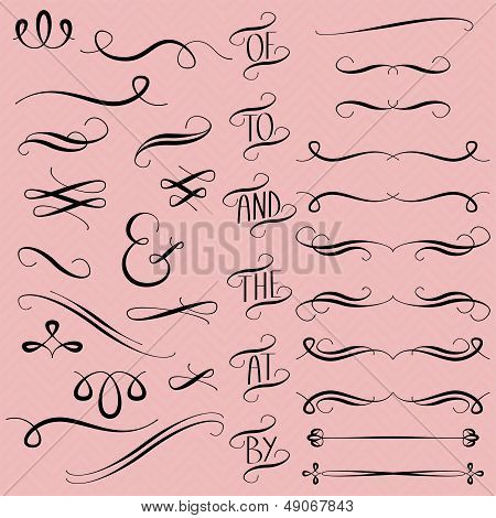 Hand Drawn Vector Flourishes, Accent Text, Brackets and Ampersand