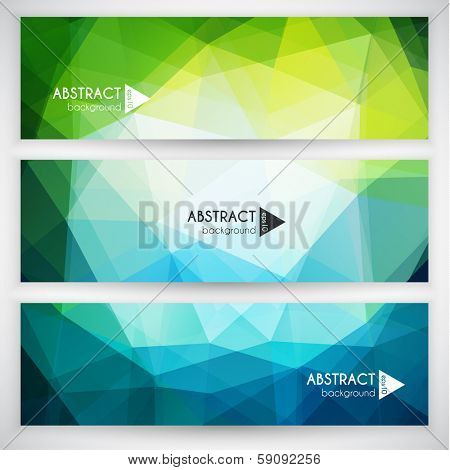 Abstract geometric triangular banners set - eps10 vector