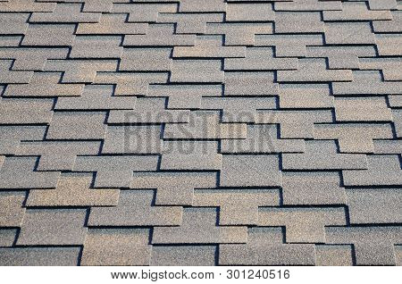 Modern Roofing And Decoration Of Chimneys. Flexible Bitumen Or Slate Shingles