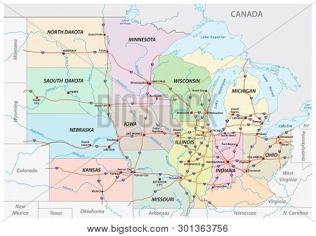 Map Of The Midwest United States Of America