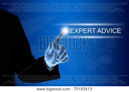 Business Hand Clicking Expert Advice Button On Touch Screen