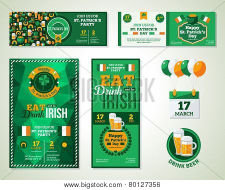 Set Of Happy St. Patrick's Day Greeting Card or Flyer.