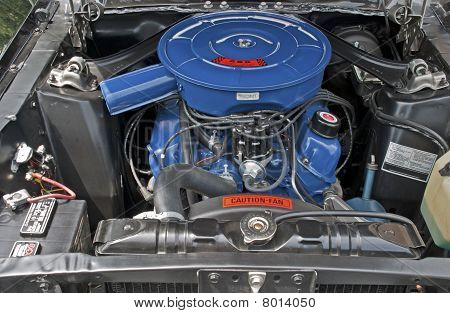 V8 Engine Compartment Of A 1967 Car