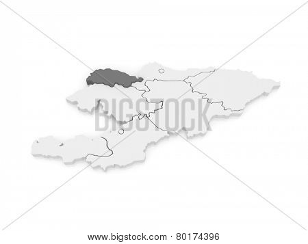 Map of Talas. Kyrgyzstan. 3d