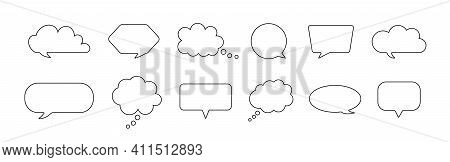 Speech Bubble. Comic Balloon For Thought And Talk. Outline Cloud For Chat. Cartoon Quote Box For Dia