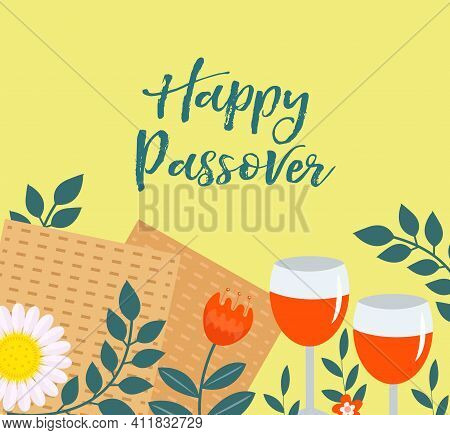 Passover Greeting Card, Poster, Invitation, Flyer. Pesach Template For Your Design With Matzah And S