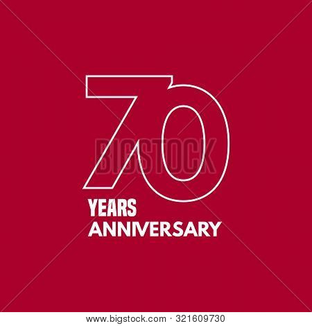 70 Years Anniversary Vector Icon, Logo. Graphic Design Element With Number And Text Composition For 