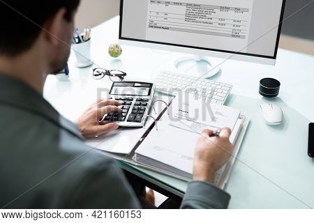 Professional Chartered Accountant Using Electronic Invoice Bill Software