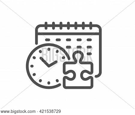 Puzzle Time Line Icon. Jigsaw Piece With Clock Sign. Business Challenge Symbol. Quality Design Eleme