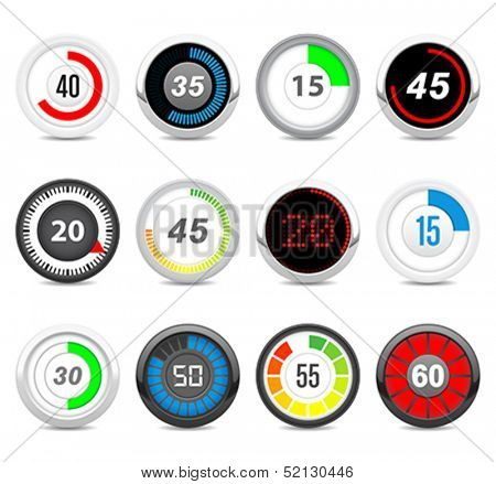 timers set  Twelve different timers. Each timer has twelve positions (5, 10, 15, 20, 25, 30, 35, 40, 45, 50, 55, 60) in hidden layers. 