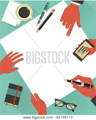 Business meeting background with hands, vector