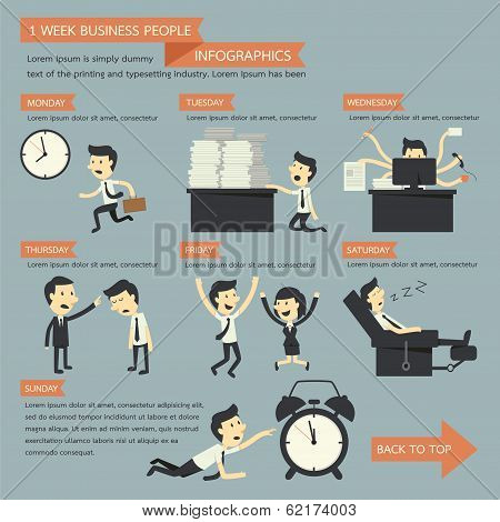 1 Week Business People Infographics