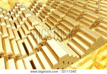 Gold Bars Background 3D