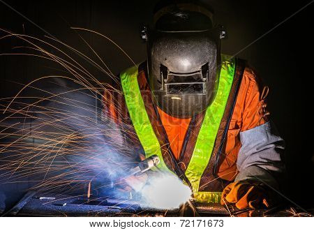 worker work hard with welding process