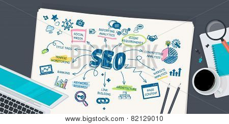 Flat design illustration concept for SEO