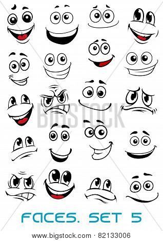 Cartoon faces with different expressions