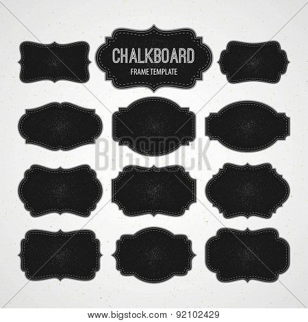 Set of Chalkboard Frames and Labels. Vector illustration