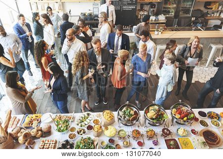 Business People Meeting Eating Discussion Cuisine Party Concept