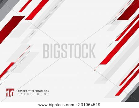 Abstract Technology Geometric Red Color Shiny Motion Diagonally Background. Template For Brochure, P