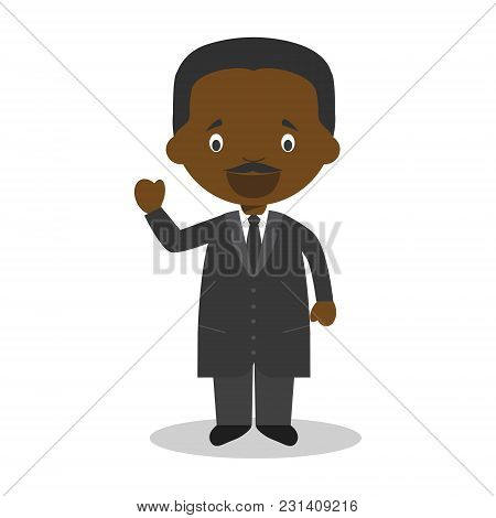 Martin Luther King Jr Cartoon Character. Vector Illustration. Kids History Collection.