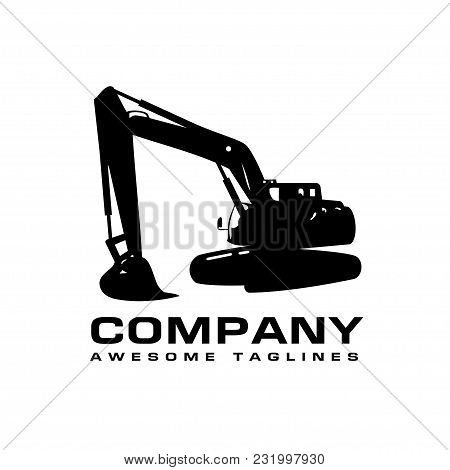 Excavators Construction Machinery Logo, Hydraulic Mining Excavator Vector Logo,. Heavy Construction 