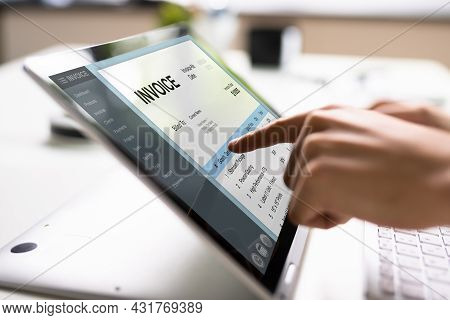 E Invoice On Laptop. Online Electronic Bill Management