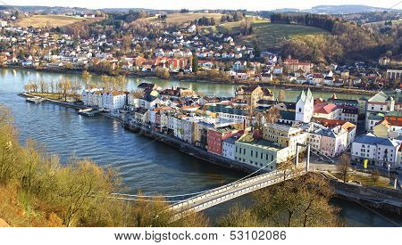 Picturesque panorama of Passau. Germany