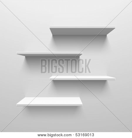 White shelves. Vector.