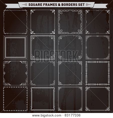 Decorative Square Frames And Borders Set Vector