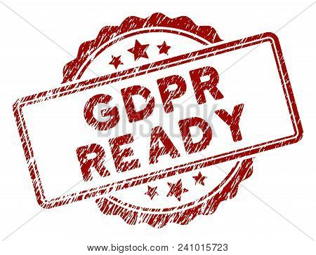 Gdpr Ready Rubber Stamp Seal. Vector Element With Distress Style And Retro Texture In Red Color. Des