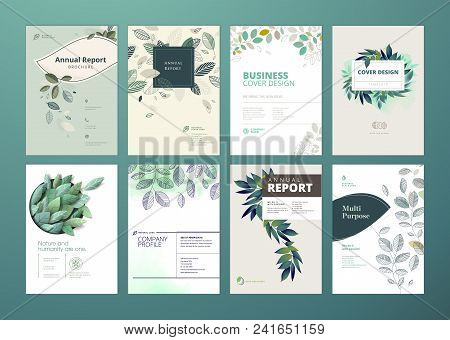 Set Of Brochure And Annual Report Cover Design Templates On The Subject Of Nature, Environment And O