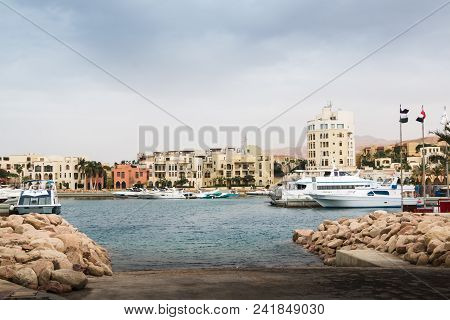 Aqaba, Jordan - December 24, 2017: Modern Marine Full Of Beautiful Yachts In Aqaba City In Tala Bay 