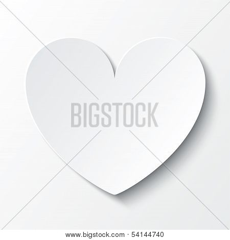 Paper heart Valentines day card on white.