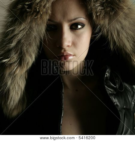 Young Pretty Woman With Fur