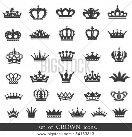 Set of vector crown icons.