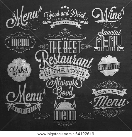 Illustration of Vintage Typographical Element for Menu On Chalkboard