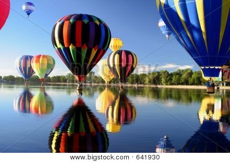 Hot Air Ballooning Mass Ascension Reflection