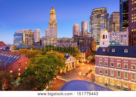 Boston, Massachusetts, USA downtown cityscape.