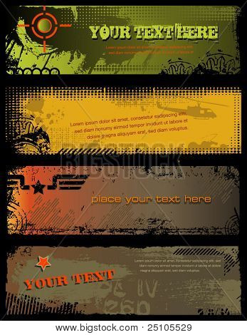 set di 4 banner grungy militare