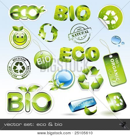 vector set: eco & bio - 16 onderdelen