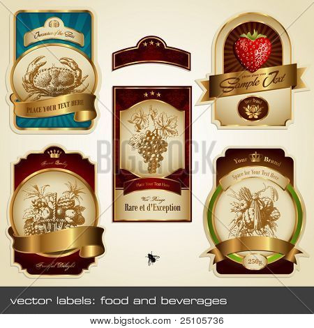 vector labels: food and beverages