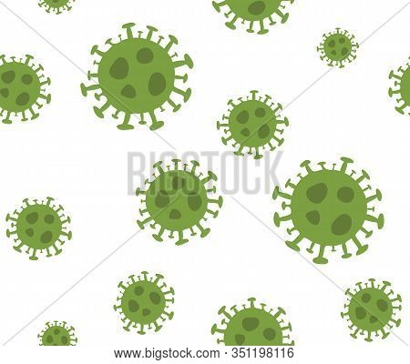 Seamless Pattern With Illustration Of Novel Coronavirus 2019-ncov Covid-19 On White Background. Abst