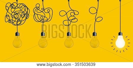 Creative Vector Illustration Of Simplifying Complex Process Lightbulb On Background. Art Design Unta