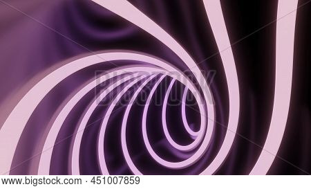 Hypnotic Tunnel With Twisting Lines. Design. Rotating Funnel With Hypnotic Effect. 3d Tunnel With Sw