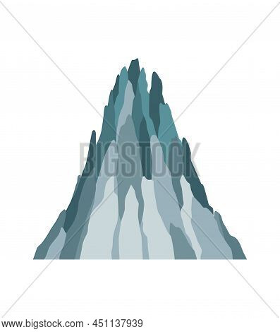 Nature Mountain Landscape. Rocky Massif Vector Illustration. Winter Peaks Or Hilltop. Range Rock, Mo